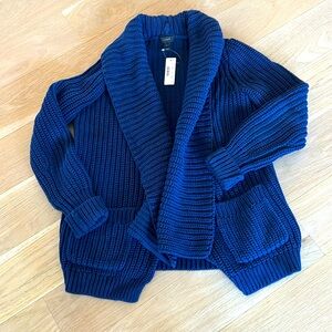 J.Crew Navy Rib Knit Open Sweater Cardigan Chunky Women’s XS NWT